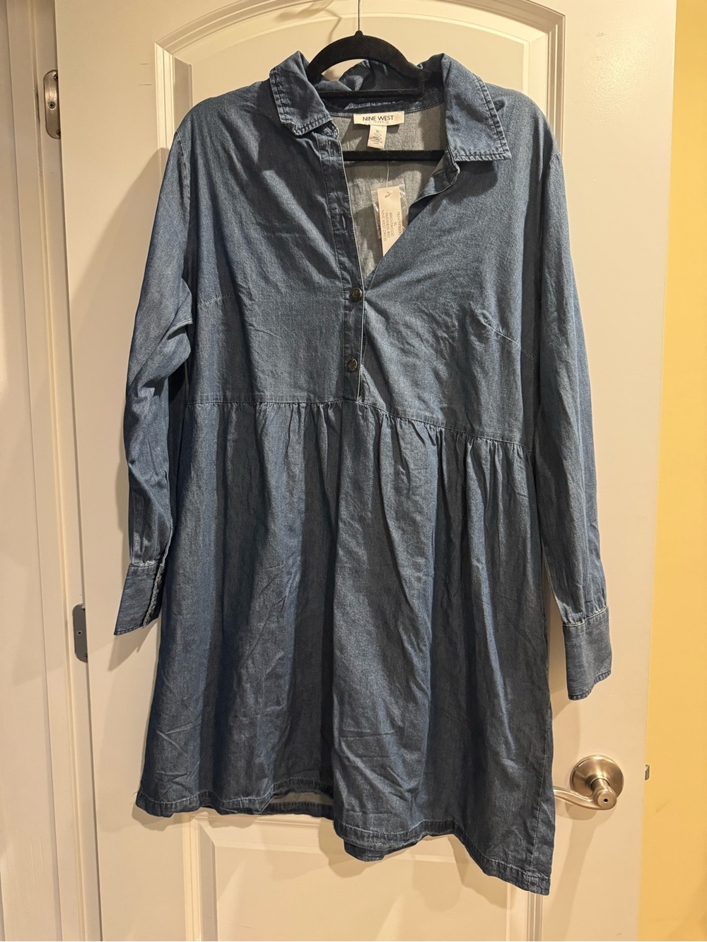 Nine West Girls' Blue Denim Button-Front Shirt Dress